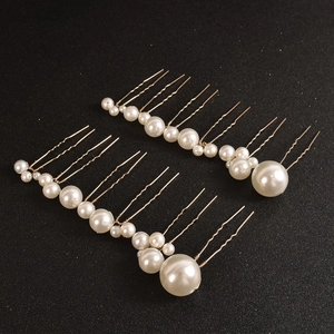 Épingles à cheveux de mariée dorées faites à la main avec perles élégantes pour mariage