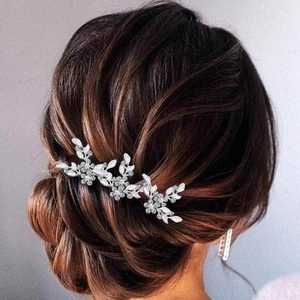 Bridal Leaf Flower Rhinestone U-Shaped Hair Pins Alloy Artificial Pearl Bridal Wedding Hair Stick Party Women Hair Accessories