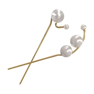 Lot de barrettes à cheveux minimalistes dorées avec perles blanches élégantes