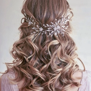 Vigne de Cheveux de Mariée Faite à la Main en Verre Strass Fleur Feuille Coiffe de Mariage pour Femme Argent Or Bijoux