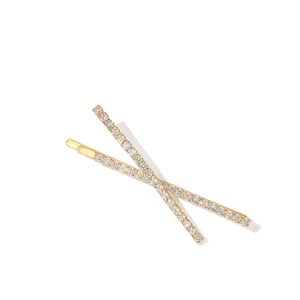 Barrettes à cheveux dorées élégantes avec design croisé et strass brillants