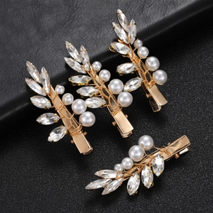 Barrettes à Cheveux Mariée en Alliage Feuille Florale Avec Fausses Künstliche Perles Et Strass Accessoires Cheveux Mariage Élégants Femmes