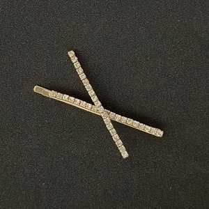 Barrette à cheveux croisée dorée élégante ornée de strass brillants pour femmes