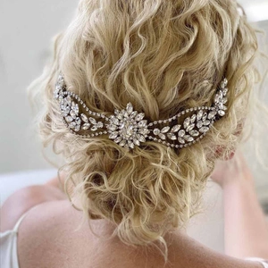 Elegant silver bridal hair comb with marquise crystals for wedding hairstyles