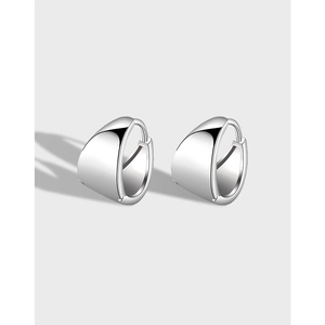 Boucles d'oreilles Créoles en Cuivre à Arc Lisse Géométrique Minimaliste pour Femmes Style Coréen Bijoux en Argent Électroplaqué