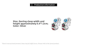 Detailed view of silver enamel flower hoop earrings showing dimensions 0.4cm by 1.2cm