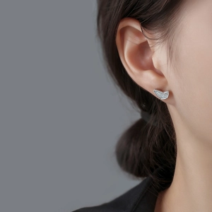 Elegant asymmetric butterfly tassel earrings with sparkling zircon inlay for women