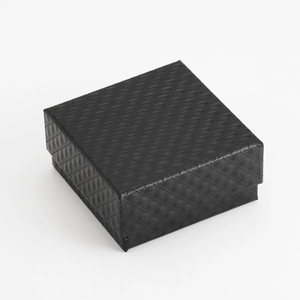 Classic black square jewelry gift box with textured rhombus pattern for hip-hop accessories