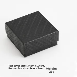 Classic black square jewelry box with elegant diamond texture and removable lid