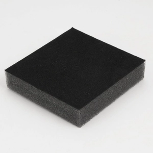 Square black foam jewelry packaging insert with industrial porous texture for necklace and ring
