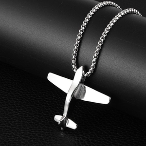 Collar con Colgante de Avión de Acero de Titanio Hip Hop Rock Colgante de Avión Cadena Joyería para Hombres Mujeres Unisex