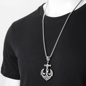 Hip hop anchor skull pendant necklace in vintage stainless steel on box chain