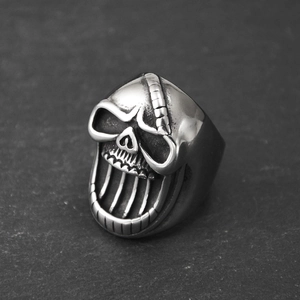 Bague tête de mort hip hop gothique en acier inoxydable vintage avec bouche ouverte