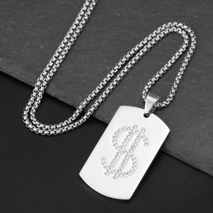 Collier hip-hop en acier inoxydable avec pendentif signe dollar et cristaux sur chaîne box