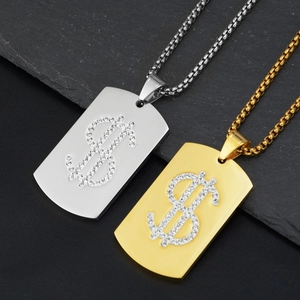 Collier hip hop avec pendentif signe dollar en or et argent serti de cristaux