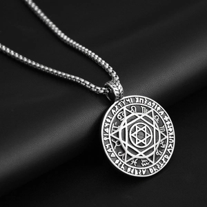 Retro Hexagramm Totem Titanstahl Halskette mit Sternsiegel Anhänger für Damen und Herren