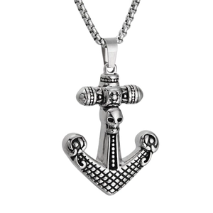 Collana con Pendente ad Ancora con Teschio in Acciaio Inossidabile Punk Vintage per Uomo Donna Gioielli Gothic Hip Hop Retro