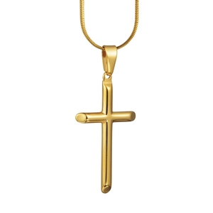 Collier Pendentif Croix en Acier Titane Minimaliste pour Homme Femme Chaîne Serpent Plaquée Or Bijoux Religieux de Mode Cadeau