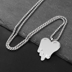 Collana unisex con ciondolo a cuore fuso in acciaio inossidabile argento lucido