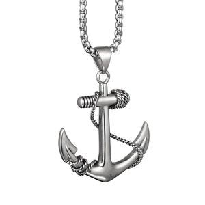 Vintage Nautical Anchor Pendant Necklace Titanium Steel Hip Hop Rock Jewelry For Men Women Gold Silver Box Chain