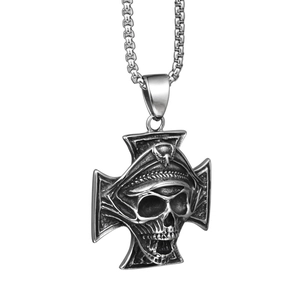 Vintage Gotisch Totenkopf Kreuz Anhänger Halskette Titanstahl Retro Punk Hip Hop Biker Streetwear Schmuck Für Damen Herren