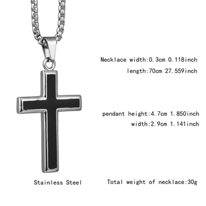 Tableau des tailles pour pendentif croix en acier inoxydable et dimensions de la chaîne