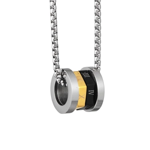 Hip hop roman numeral cylinder pendant necklace in stainless steel with box chain