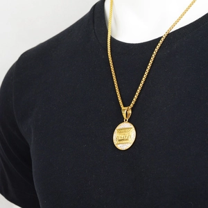 Hip hop gold plated titanium steel necklace with Last Supper religious pendant