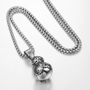 Halskette aus Edelstahl mit Vintage-Halsflaschen-Anhänger und Box-Kette für Damen und Herren