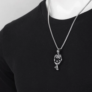 Hip hop style punk skull pendant necklace in silver titanium steel for street fashion