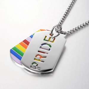 Collier Pride en Acier Titane Pendentif Arc-en-Ciel Lettres PRIDE Ajourées Dog Tag Bijoux Hip Hop Unisexe LGBTQ