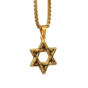 Goldener Davidsstern Anhänger Halskette Titanstahl Hohl Hexagramm Mit Dornen Hip Hop Punk Schmuck Für Damen Herren