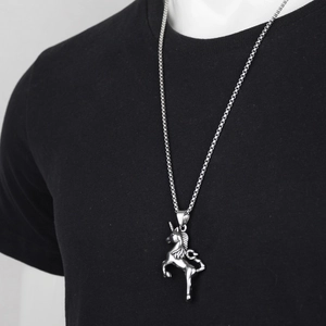 Hip hop style silver stainless steel unicorn pendant necklace with box chain for men and women