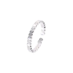 Minimalist S925 sterling silver open ring with square texture lava pattern for women