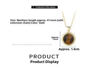 Detailansicht des Gold-Tigerauge-Anhängers mit Maßen von 1,4 cm und Kettenlänge 41+6 cm
