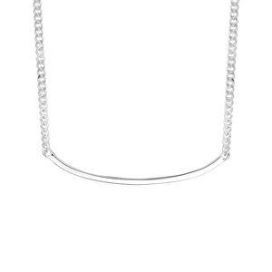 Polished S925 sterling silver smile arc pendant necklace with dainty cuban chain for women