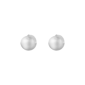Minimalist matte silver round ball stud earrings with premium textured frosted finish