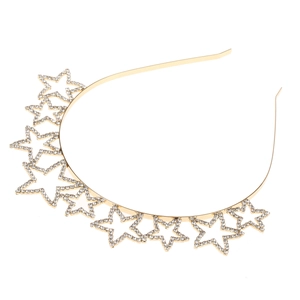 Elegante cerchietto dorato con stelle di strass scintillanti per feste o matrimoni