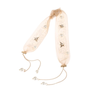 Bijou de tête mariée avec perles de cristal marron et mesh perlé pour robe de cérémonie
