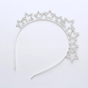 Cerchietto argento brillante con dieci stelle di strass per festa o matrimonio