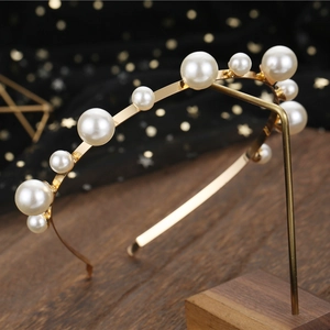 Serre-tête Künstliche Perle Mariée Élégant en Alliage Doré Accessoires de Cheveux pour Mariage Banquet Fête Femme Bijoux