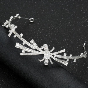 Luxurious bridal tiara crown with sparkling crystals on black background for weddings