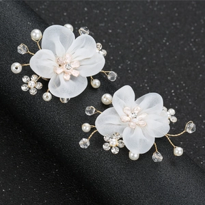 Elegante Schuhclips Mit Weißen Tüllblumen Kunstperle Strass Handgefertigte Schuhdekorationen Für Braut High Heels Hochzeitsfeier Damen Schmuck