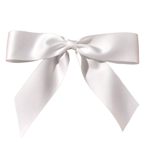 Elegant large white satin bow hair clip with soft silk luster for bridal wedding hairstyle