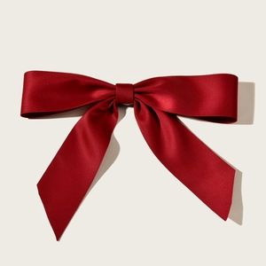 Elegant large burgundy satin bow hair clip for bridal wedding hairstyles accessories