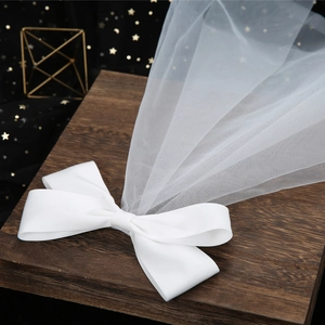 Elegante Velo Da Sposa In Raso Bianco Con Fiocco E Künstliche Perle Finte Fermaglio Per Capelli Decorativo Per Festa Fidanzamento Donna
