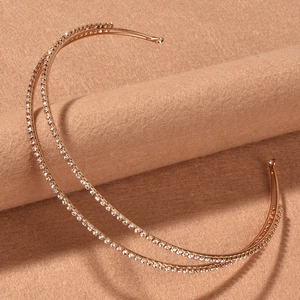 Élégant Serre-tête en Alliage à Double Rangée de Strass Brillant Cristal Accessoires de Cheveux pour Femmes Mariage Mariée Fête Quotidien