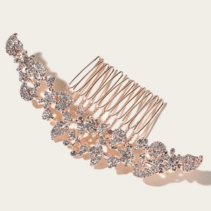 Luxury Alloy Rhinestone Floral Leaf Hair Comb Vintage Bridal Headpiece Wedding Banquet Party Women Hair Accessories