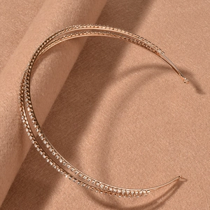 Serre-tête élégant or rose avec double rangée de strass pour mariées et occasions chic