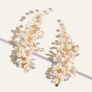 Vintage Bridal Wing Shape Rhinestone Hair Clips With Faux Artificial Pearls And Crystals For Wedding Party Photography Women Accessories
